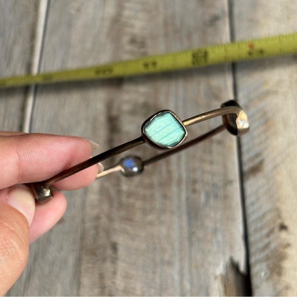 Artisan Jewelry - Artisan Sterling Silver Labradorite Station Bangle